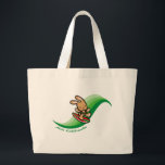Hawaiian Surfing Bunny Holiday Green Cartoon Band Large Tote Bag<br><div class="desc">There is nothing better than a tropical vacation during the winter holidays! And even better, our adorable surfing bunny, Coco takes on the big waves on the North Shore of Oahu, Hawaii. He brings with him the Aloha sprit for the holidays and wishes you a "Mele Kalikimaka" (Merry Christmas). This...</div>