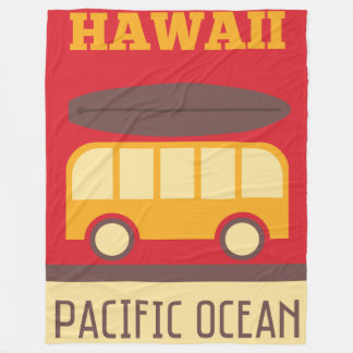 Hawaiian Surfing Bus Fleece Blanket