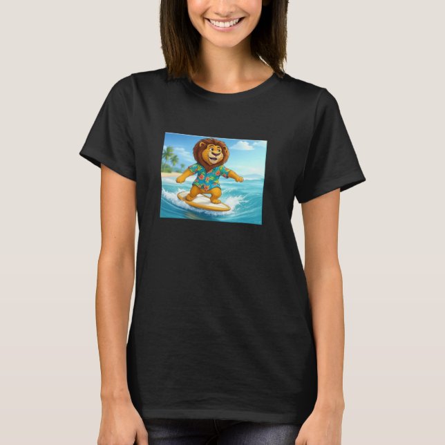 Hawaiian Surfing Lion Surf T-Shirt (Front)
