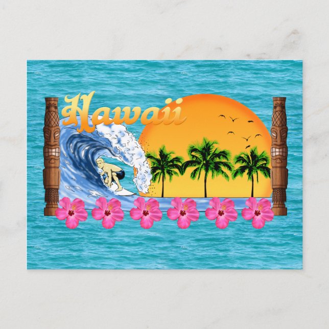 Hawaiian Surfing Postcard (Front)