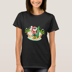 Hawaiian Surfing Santa Claus Or Surf Beach Christm T-Shirt