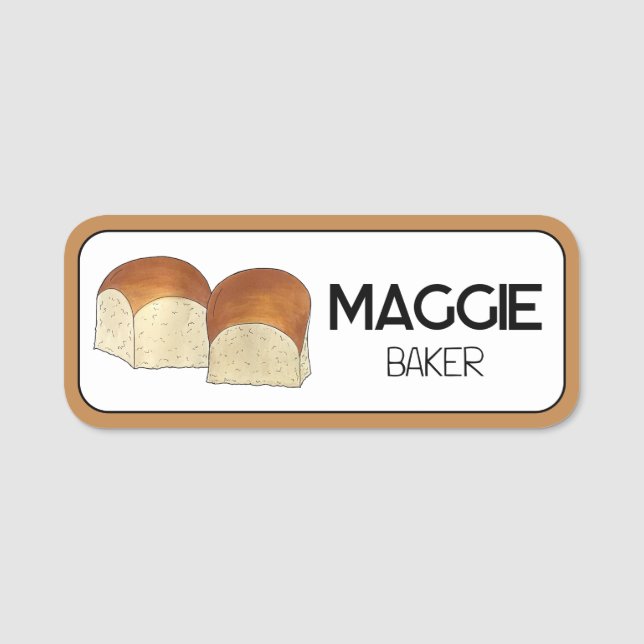 Hawaiian Sweet Rolls Bread Dinner Roll Bakery Food Name Tag (Front)