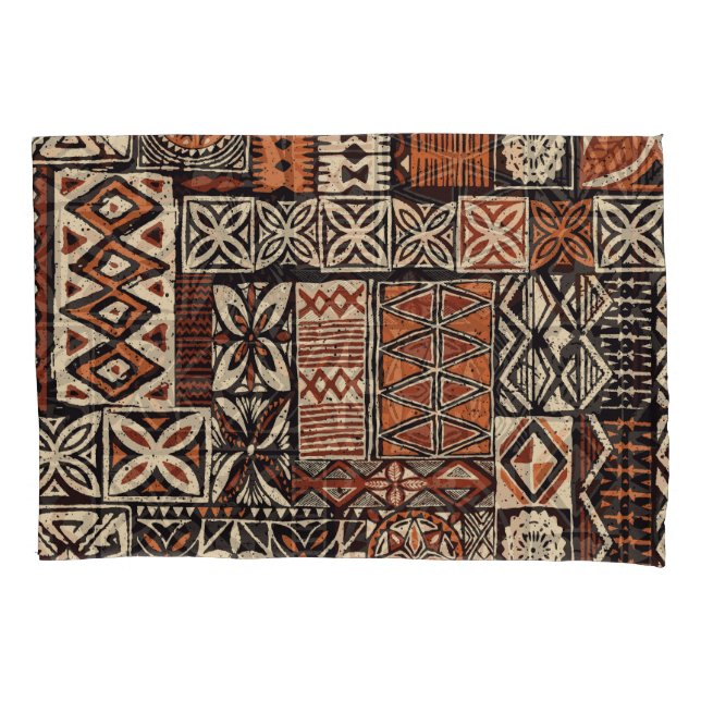 Hawaiian Tapa: Tribal Patchwork Pillowcase (Front)