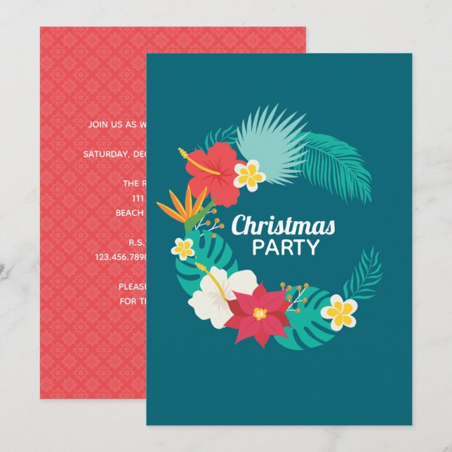  Hawaiian Theme Christmas Party Holiday Card (Front/Back)