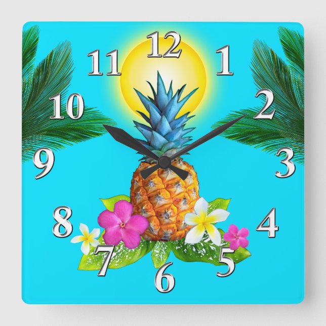 Hawaiian Themed Decor, Stunning Pineapple Clock (Front)