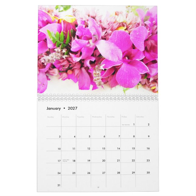 Hawaiian Themed Lei Calendar 2014 (Jan 2027)