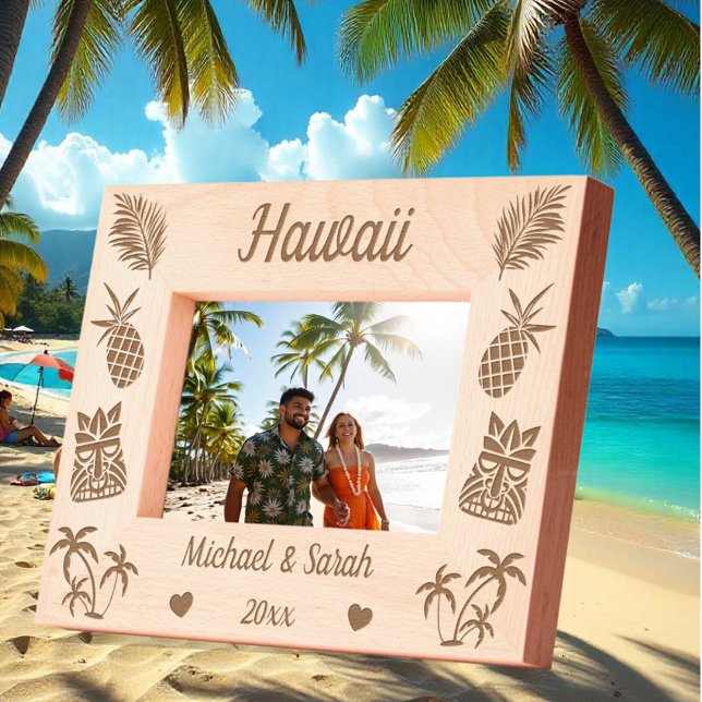 Hawaiian Themed Summer Vacation For Couples Hawaii Etched Frames (Creator Uploaded)