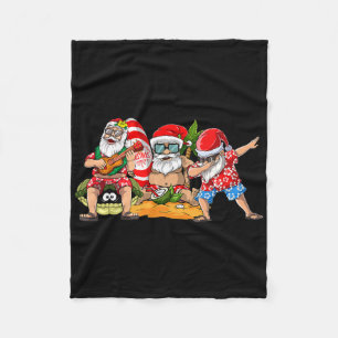 Hawaiian Three Gnomes Christmas In July Summer Vac Fleece Blanket