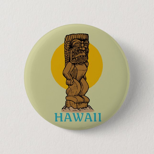 Hawaiian Tiki 6 Cm Round Badge (Front)
