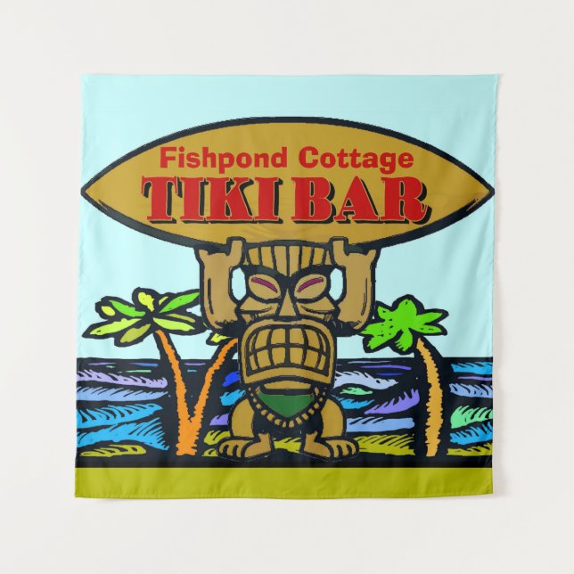 Hawaiian Tiki Bar, add text, Tapestry (Front)