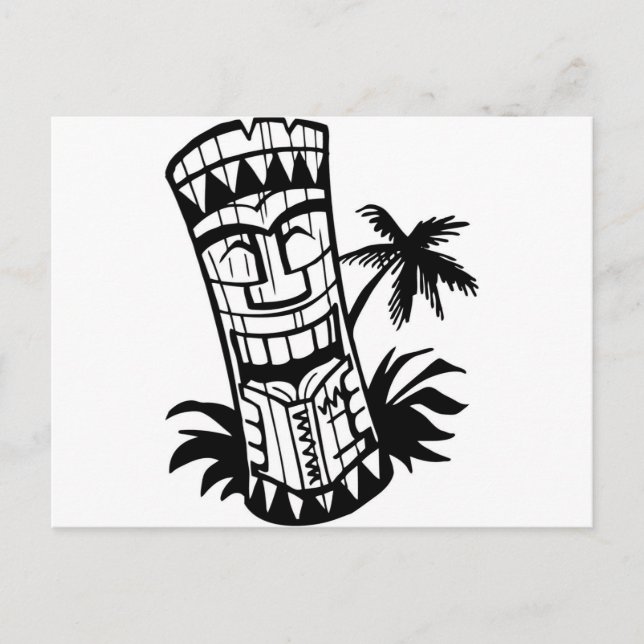 HAWAIIAN TIKI BAR ART POSTCARD (Front)