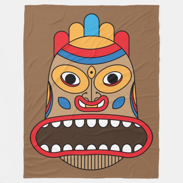 hawaiian tiki fleece blanket (Front)