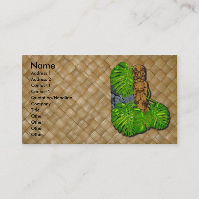 Hawaiian Tiki Lauhala Business Cards (Front)