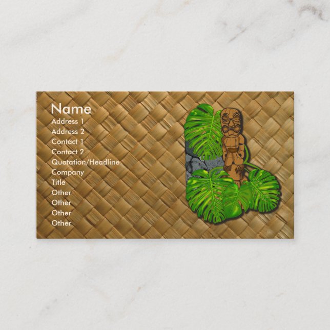 Hawaiian Tiki Lauhala Business Cards (Front)