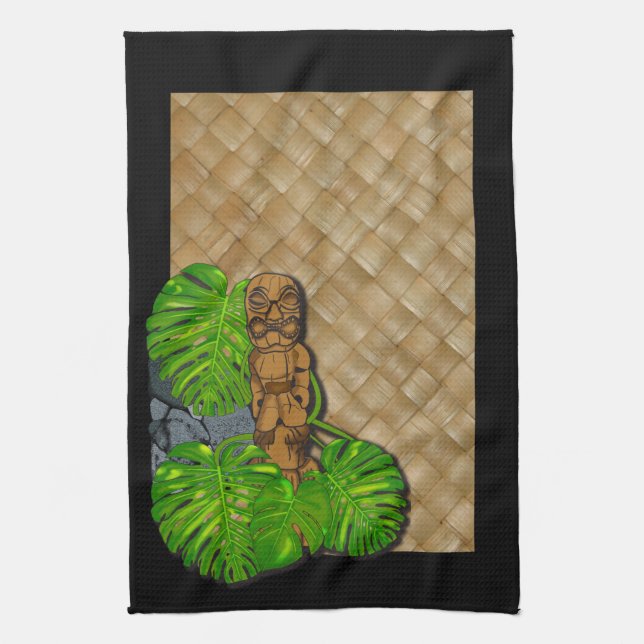 Hawaiian Tiki Lauhala Kitchen Towels 2 (Vertical)