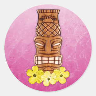 Hawaiian Tiki Mask Classic Round Sticker
