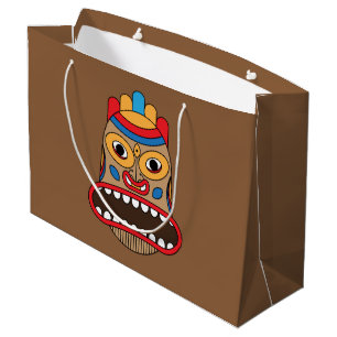 Hawaiian Tiki Mask Large Gift Bag