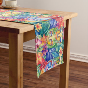 Hawaiian Tiki Mask  Short Table Runner