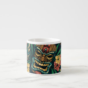 Hawaiian Tiki Mask Tropical Pattern Espresso Cup