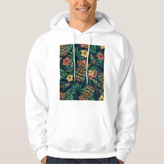 Hawaiian Tiki Mask Tropical Pattern Hoodie
