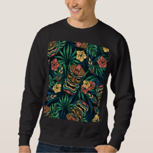 Hawaiian Tiki Mask Tropical Pattern Sweatshirt