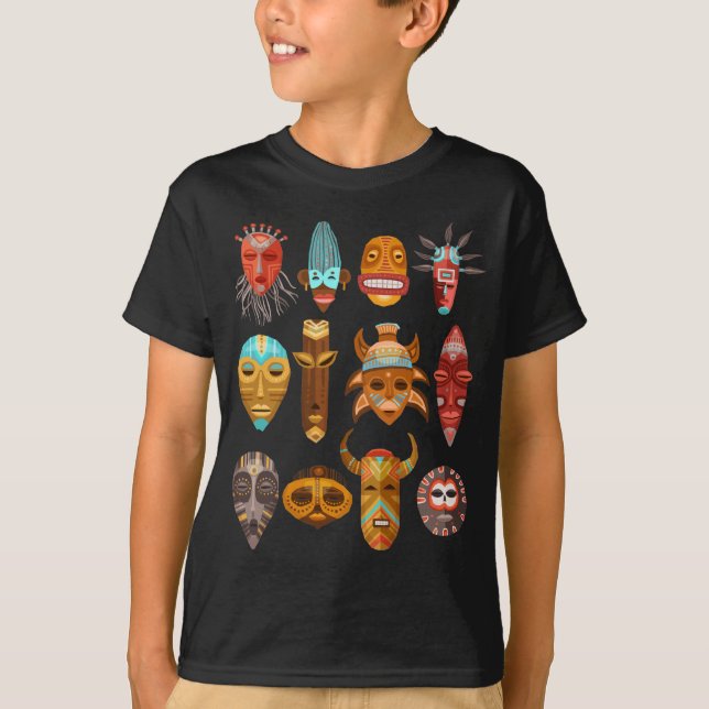 Hawaiian Tiki Masks Totems Hawaii T-Shirt (Front)