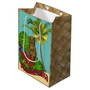 Hawaiian Tiki Mele Kalikimaka Christmas Day Medium Gift Bag