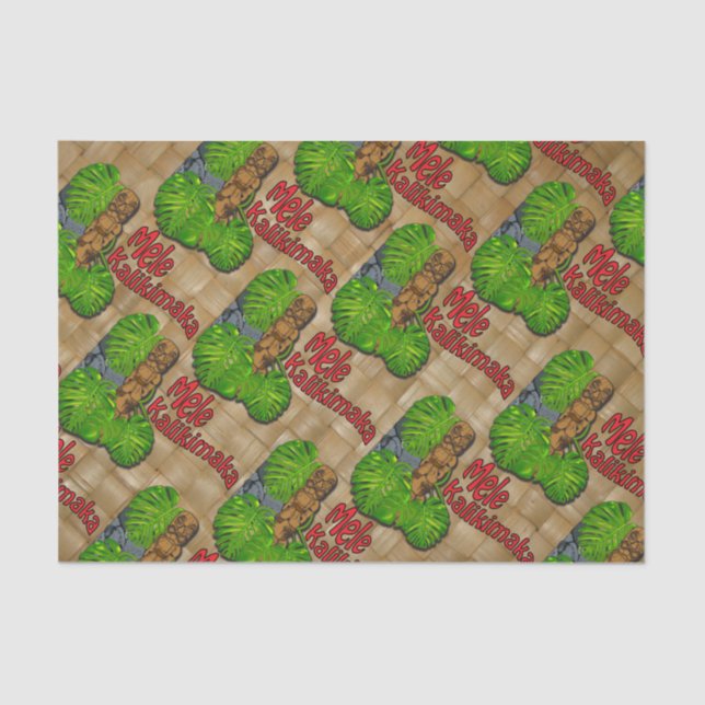 Hawaiian Tiki Mele Kalikimaka Christmas  Tissue Paper (Front)