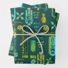 Hawaiian Tiki Mele Kalikimaka Gift Wrap