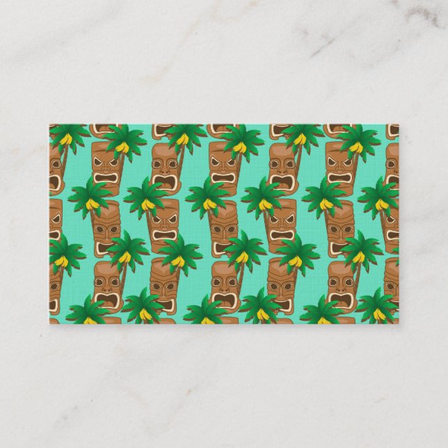 Hawaiian Tiki Repeat Pattern Business Card (Front)