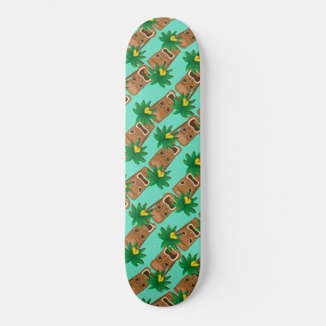 Hawaiian Tiki Repeat Pattern Skateboard (Front)