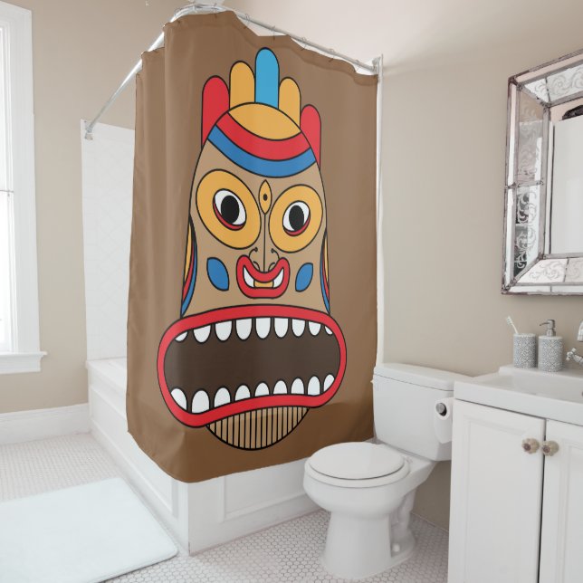 hawaiian tiki shower curtain (In Situ)