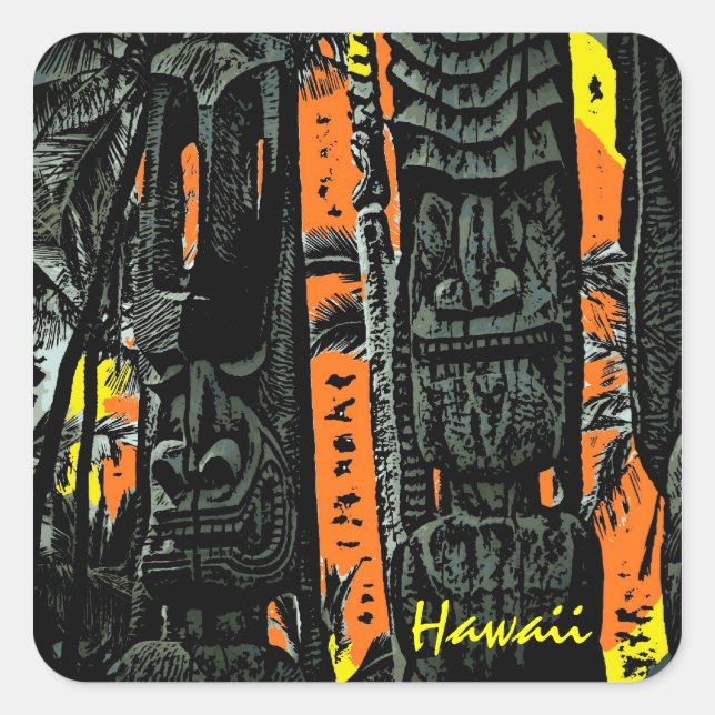 Hawaiian tiki statues customisable stickers (Front)