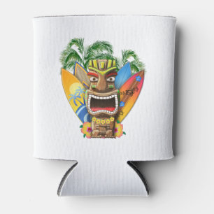 Hawaiian Tiki Surfing Can Cooler