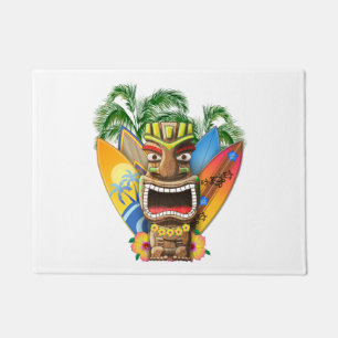 Hawaiian Tiki Surfing Doormat