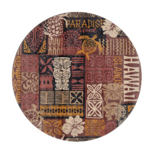 Hawaiian Tribal: Vintage Fabric Patchwork Cutting Board