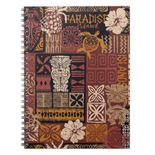 Hawaiian Tribal: Vintage Fabric Patchwork Notebook