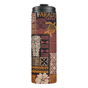 Hawaiian Tribal: Vintage Fabric Patchwork Thermal Tumbler