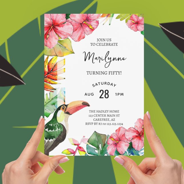 Hawaiian Tropical 50th Birthday Invitation (Creator Uploaded)