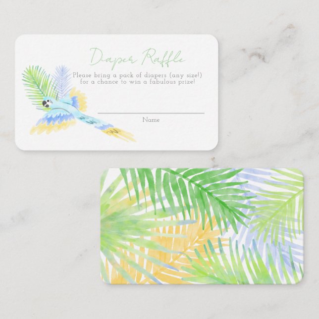 Hawaiian Tropical Birds Baby Shower Diaper Raffle Enclosure Card (Front/Back)