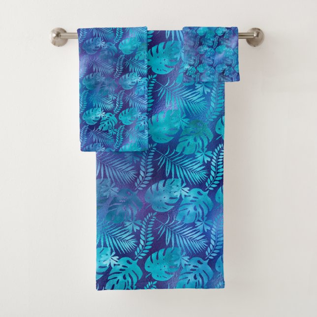 HAWAIIAN TROPICAL BLUE SAPPHIRE BATHROOM TOWEL SET (Insitu)