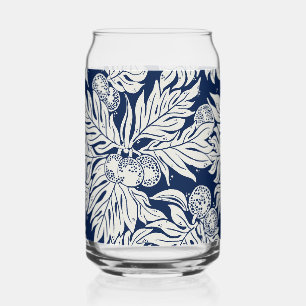 Hawaiian Tropical breadfruit ulu in indigo Can Glass