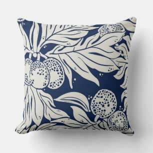 Hawaiian Tropical breadfruit ulu in indigo Cushion