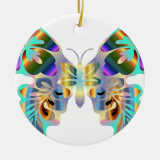 HAWAIIAN TROPICAL BUTTERFLY CERAMIC TREE DECORATION