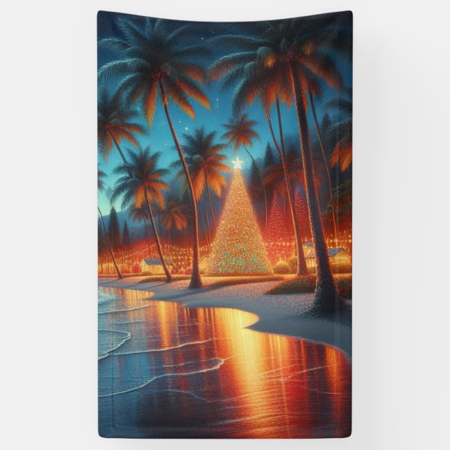 Hawaiian/Tropical Christmas  Banner (Vertical)