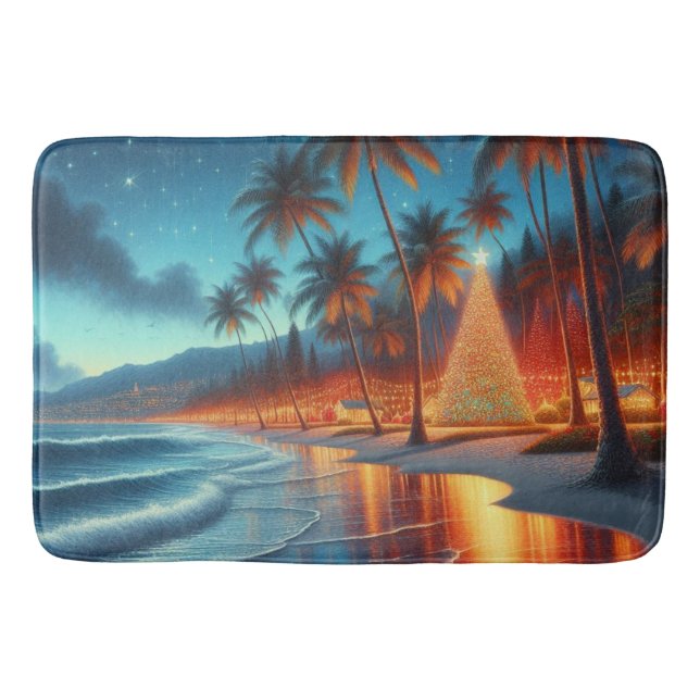 Hawaiian/Tropical Christmas  Bath Mat (Front)