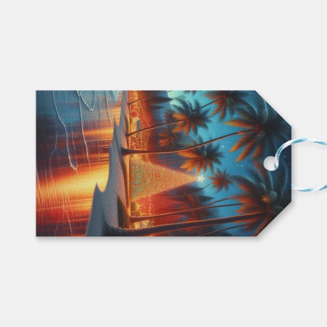 Hawaiian/Tropical Christmas  Gift Tags (Front (Horizontal))
