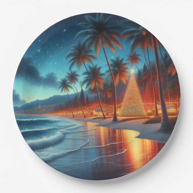 Hawaiian/Tropical Christmas  Paper Plate (Front)