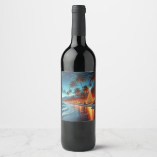 Hawaiian/Tropical Christmas Wine Label