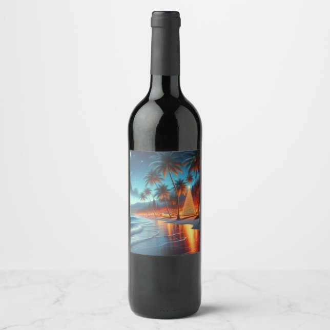 Hawaiian/Tropical Christmas  Wine Label (Front)